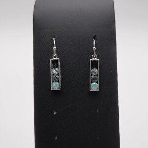 Sterling Silver Bright Triple Crystal Gem Dangle Earrings A3408